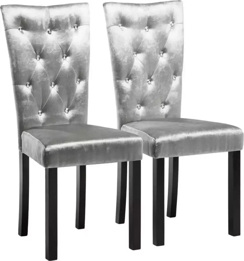DroomMeubels Eetkamerstoelen 2 stuks fluweel zilver
