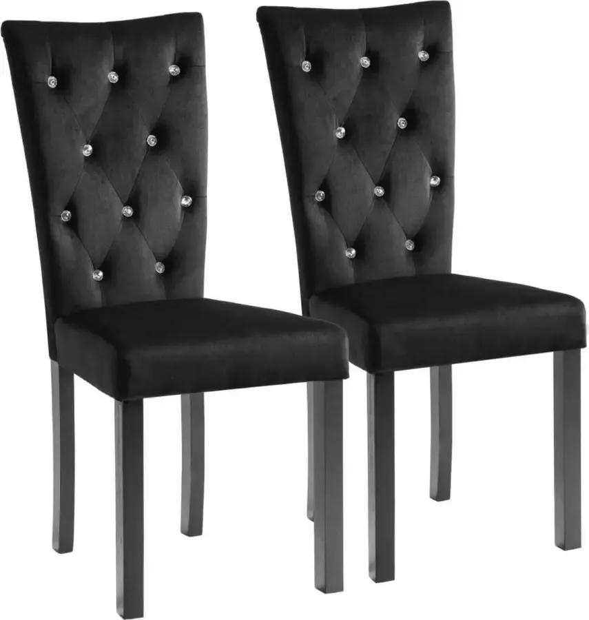 DroomMeubels Eetkamerstoelen 2 stuks fluweel zwart
