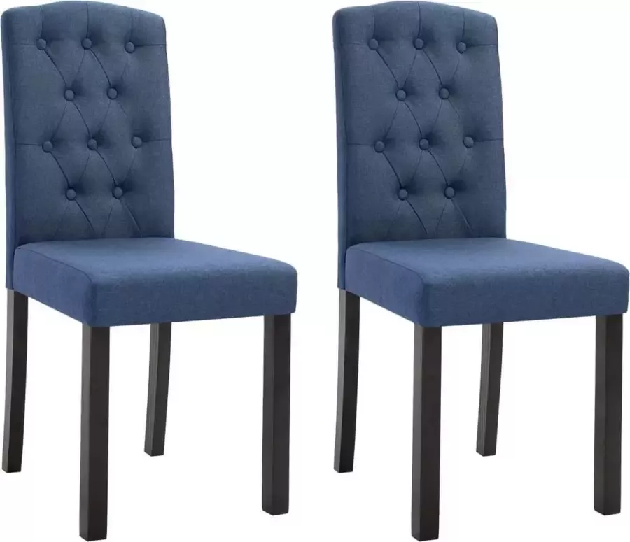 DroomMeubels Eetkamerstoelen 2 stuks stof blauw gecapitonneerd