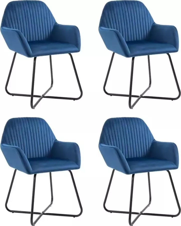 DroomMeubels Eetkamerstoelen 4 stuks blauw fluweel