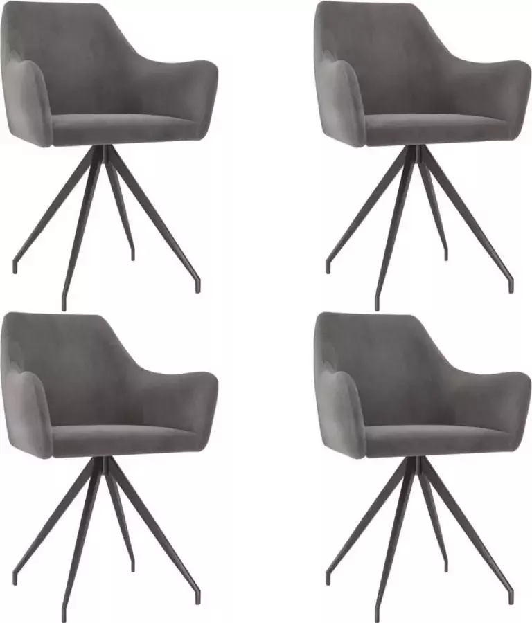 DroomMeubels Eetkamerstoelen 4 stuks fluweel donkergrijs