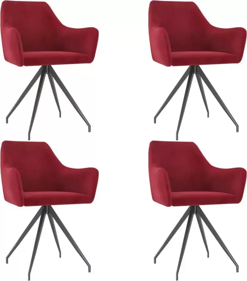 DroomMeubels Eetkamerstoelen 4 stuks fluweel wijnrood
