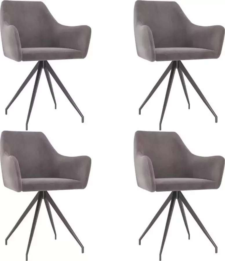 DroomMeubels Eetkamerstoelen 4 stuks lichtgrijs fluweel