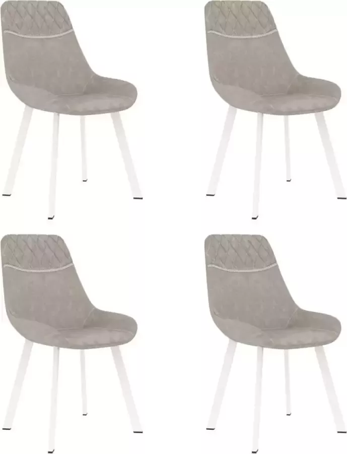 DroomMeubels Eetkamerstoelen 4 stuks lichtgrijs kunstleer