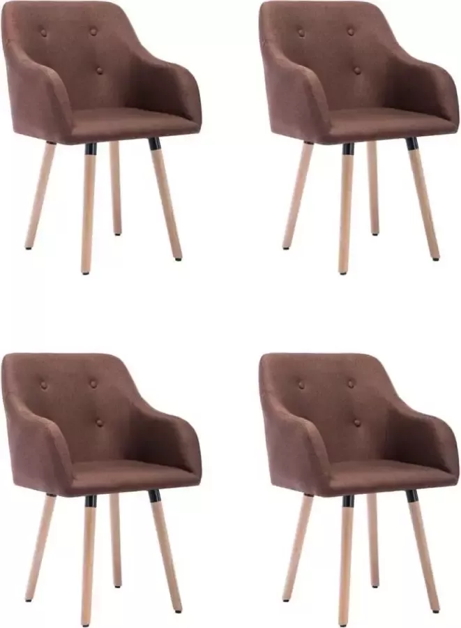 DroomMeubels Eetkamerstoelen 4 stuks stof bruin