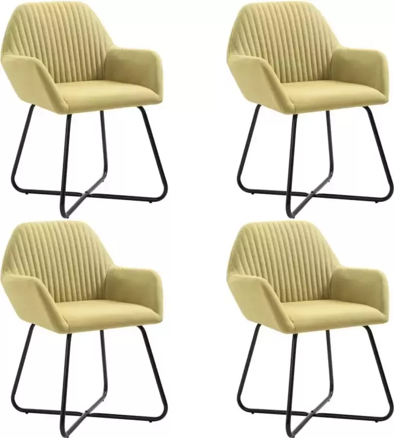 DroomMeubels Eetkamerstoelen 4 stuks stof groen gestreept