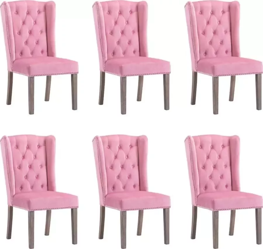 DroomMeubels Eetkamerstoelen 6 stuks fluweel roze