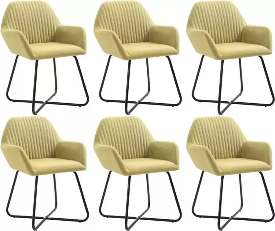 DroomMeubels Eetkamerstoelen 6 stuks groene stof gestreept