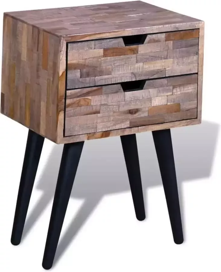 VidaXL Nachtkastje met 2 lades gerecycled teakhout
