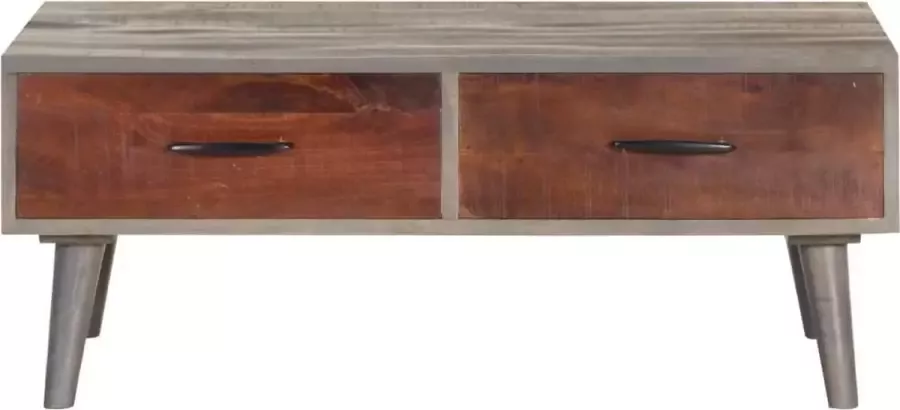 VidaXL Salontafel grijs 100x60x40 cm massief ruw mangohout