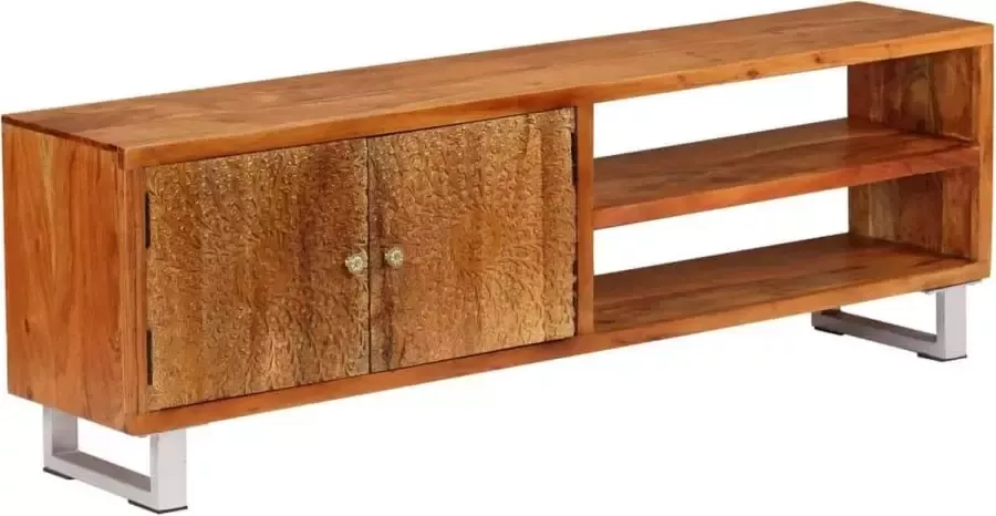 DroomMeubels Tv meubel massief hout met gebeeldhouwde deuren 140x30x40 cm