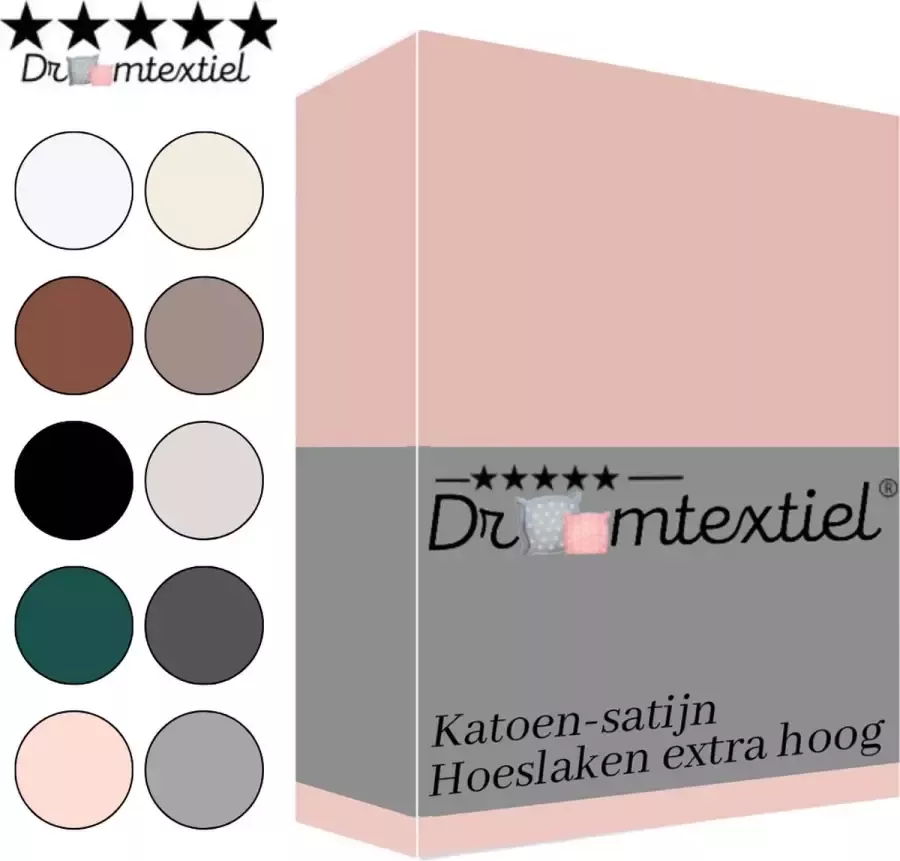 Droomtextiel Katoen Satijnen Hoeslaken Oud Roze Twijfelaar 120x200 cm Hoogwaardige Kwaliteit Super Zacht Hoge Hoek