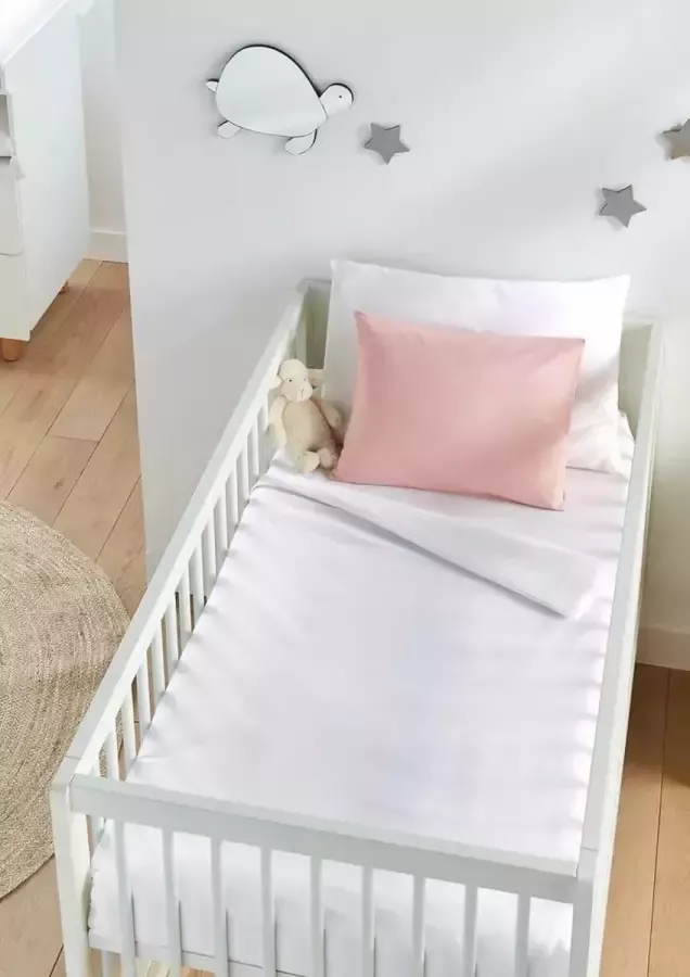 Droomtextiel Ledikant Baby Laken Wit 150x100 cm 20A Hotelkwaliteit Percale Katoen Super Zacht - Foto 2