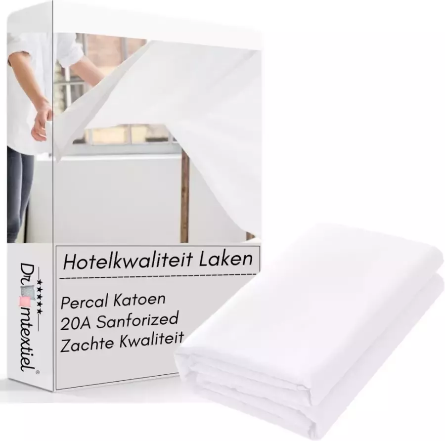 Droomtextiel Ledikant Baby Laken Wit 150x100 cm 20A Hotelkwaliteit Percale Katoen Super Zacht