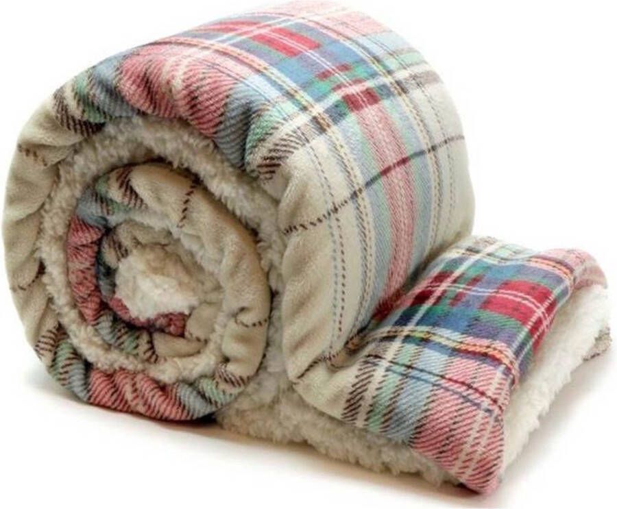 Droomtextiel Luxe Bank Plaid Larsson Zand 150 x 200 cm Fleece Deken Super Zacht Warm en Donzig teddy Plaid