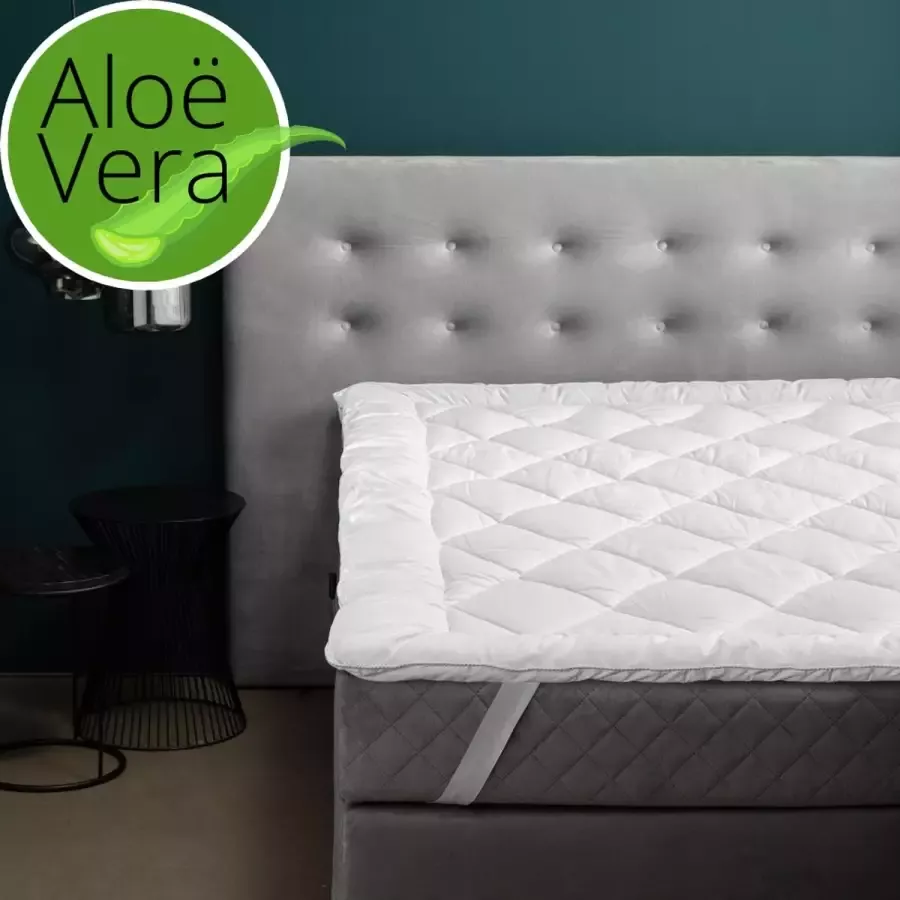 Droomtextiel Topmatras Oplegmatras Lits-Jumeaux 180 x 200 cm Matrastopper Topper Matras Doorgestikt Aloë Vera touchlaag Anti-allergisch Anti-huisstofmijt -Anti allergeen Perfecte pasvorm