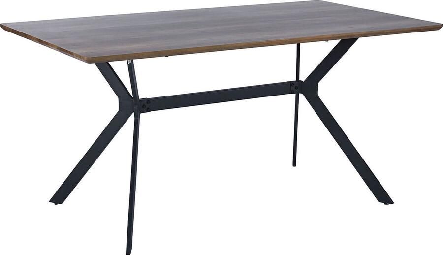 Drop Eetkamertafel Amy Melamine houten tafelblad 160 x 90 cm met strak zwarte metalen poten