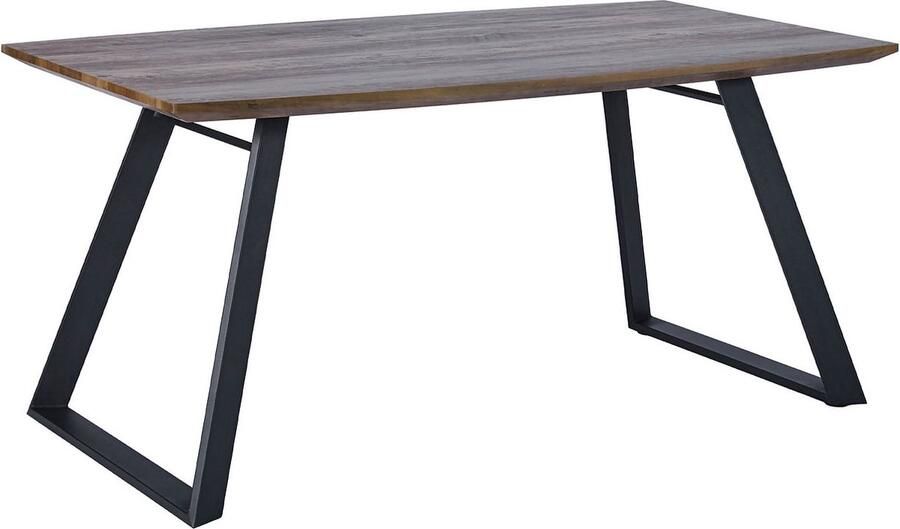 Drop Eetkamertafel Cody Houtlook MDF tafelblad 160 x 90 cm hoogte 75 cm met design zwarte U vorm metalen poten