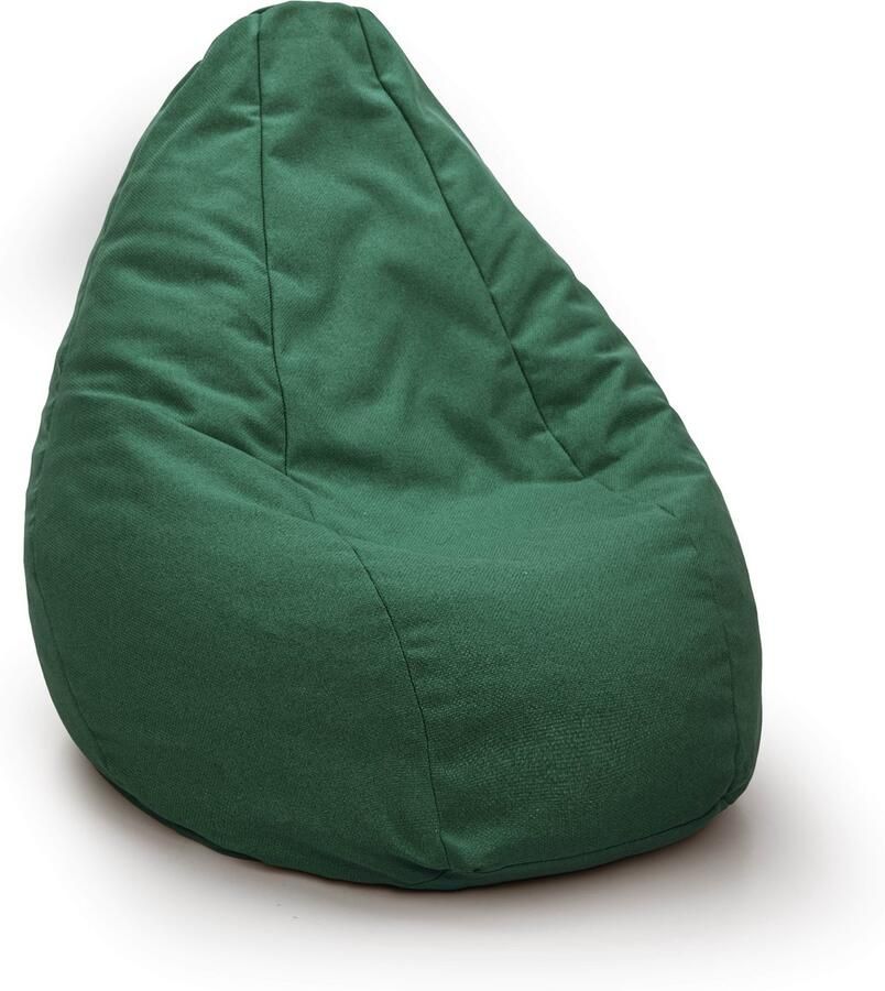 Drop & Sit compacte zitzak milieuvriendelijk donker groen gemaakt van 90% gerecyclede PET flessen waterafstotend uitneembare binnenzak