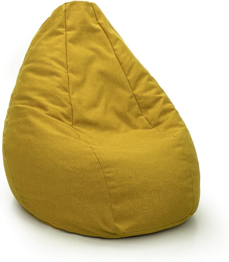 Drop & Sit compacte zitzak milieuvriendelijk geel gemaakt van 90% gerecyclede PET flessen waterafstotend met uitneembare binnenzak