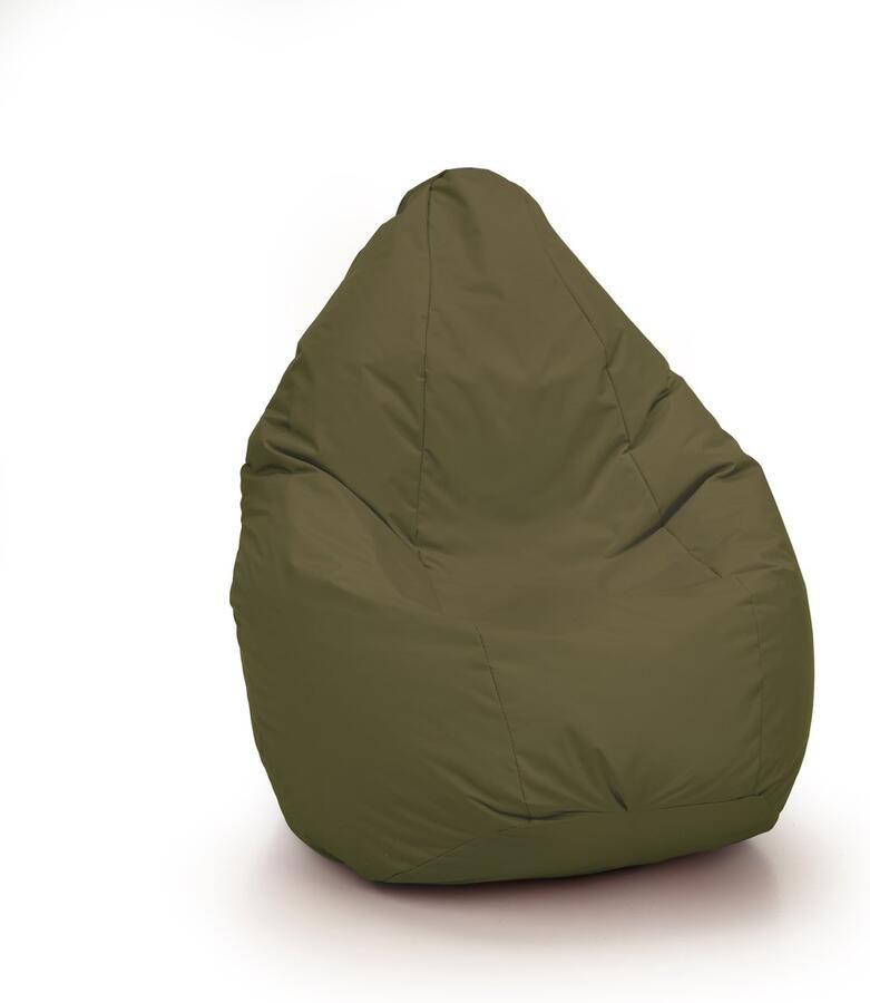 Drop & Sit compacte zitzak robuust nylon olijf groen voor binnen en buiten 180 liter met uitneembare binnenzak