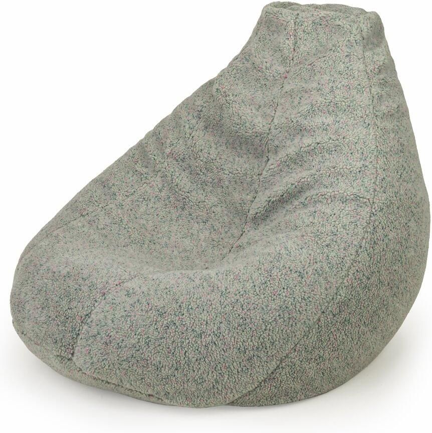 Drop & Sit compacte zitzak sfeervolle fijne teddy gespikkeld donkerbeige 180L extra comfortabel en zacht met uitneembare binnenzak