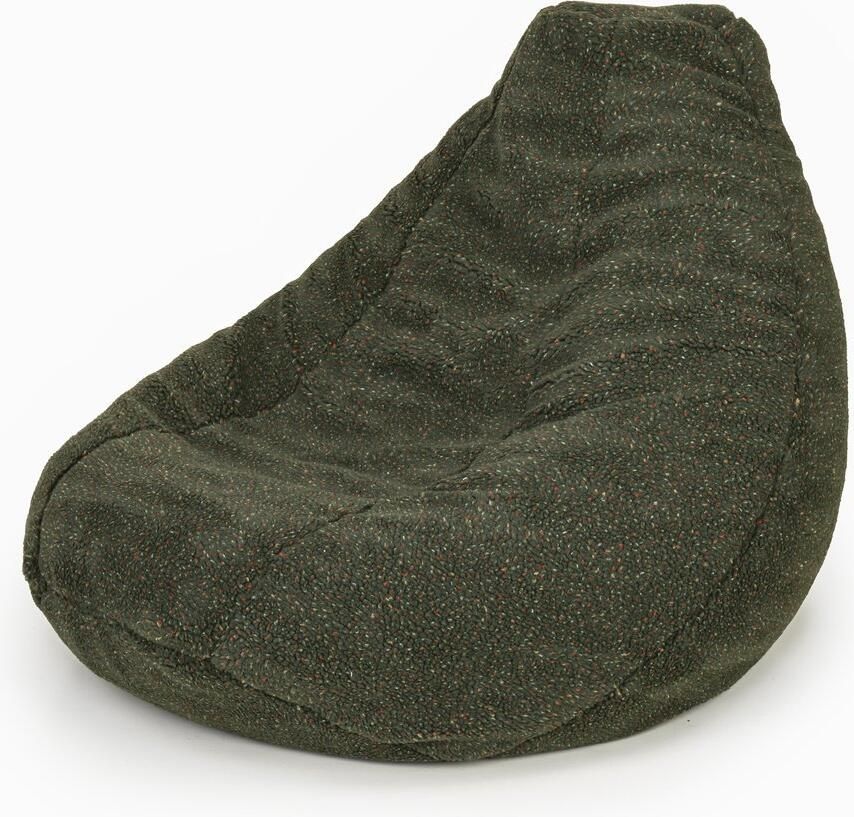 Drop & Sit compacte zitzak sfeervolle fijne teddy gespikkeld donkergroen 180L extra comfortabel en zacht met uitneembare binnenzak
