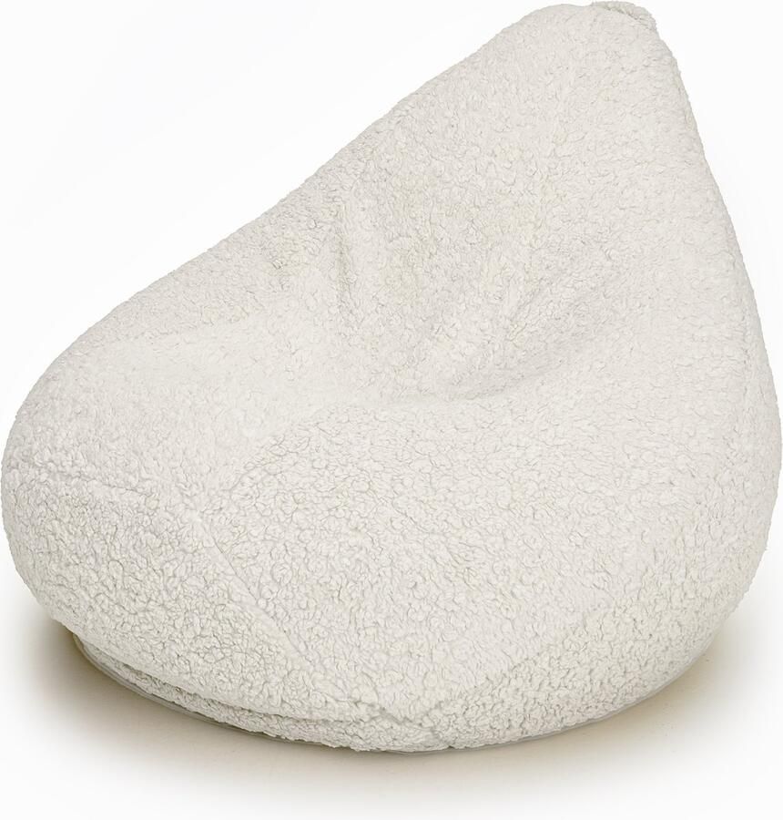 Drop & Sit compacte zitzak sfeervolle teddy ecru extra comfortabel en zacht met uitneembare binnenzak