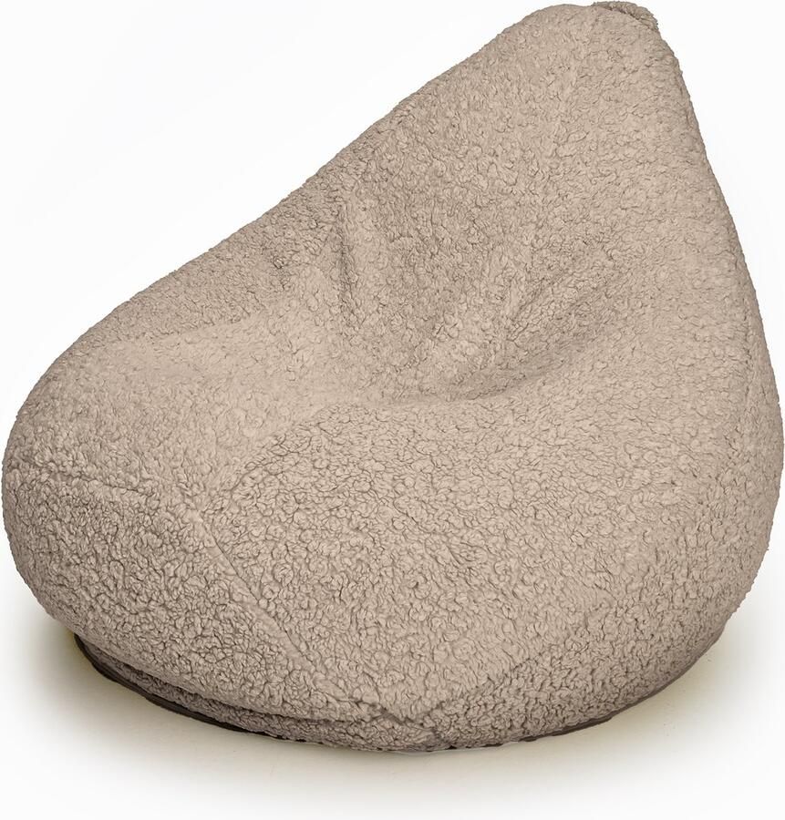 Drop & Sit compacte zitzak sfeervolle teddy taupé extra comfortabel en zacht met uitneembare binnenzak