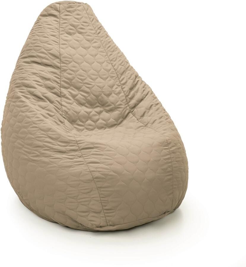 Drop & Sit compacte zitzak tijdloos gewatteerd nylon beige 180L comfort & stijl met uitneembare binnenzak