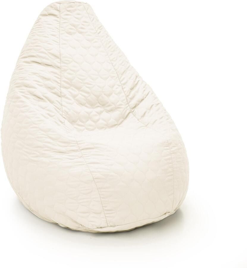 Drop & Sit compacte zitzak tijdloos gewatteerd nylon gebroken wit 180L comfort & stijl met uitneembare binnenzak