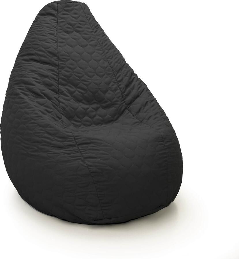 Drop & Sit compacte zitzak tijdloos gewatteerd nylon zwart 180L comfort & stijl met uitneembare binnenzak