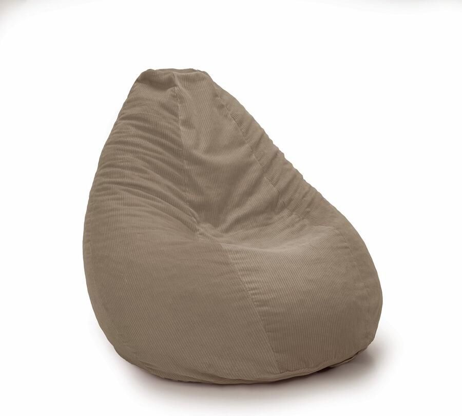 Drop & Sit compacte zitzak trendy rib (corduroy) beige 180L met uitneembare binnenzak