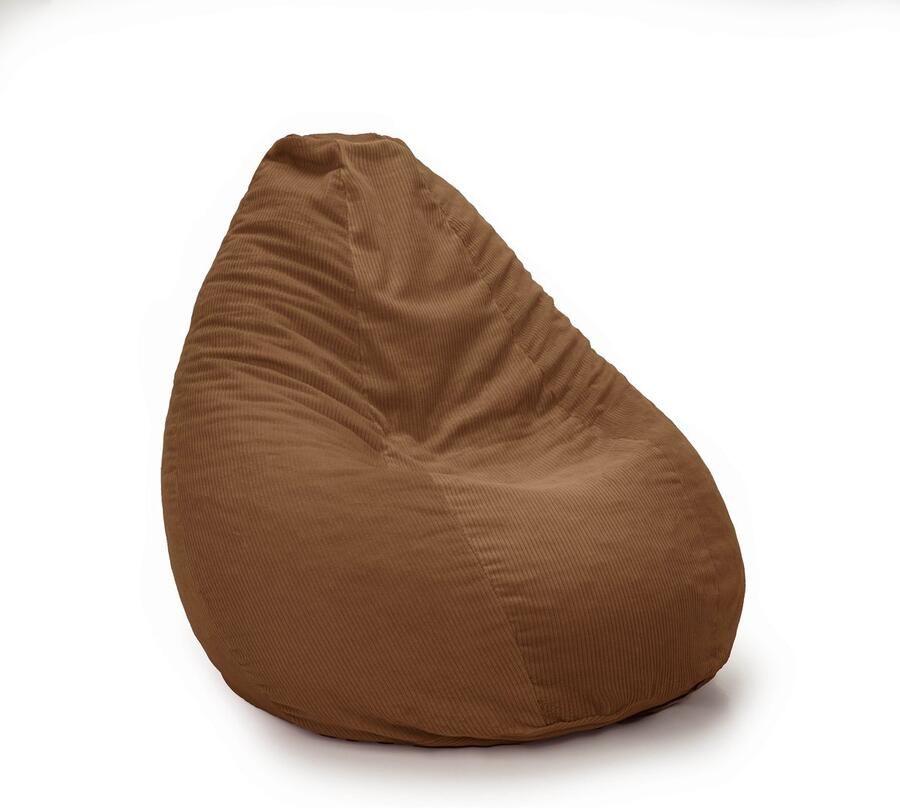 Drop & Sit compacte zitzak trendy rib (corduroy) cognac 180L met uitneembare binnenzak