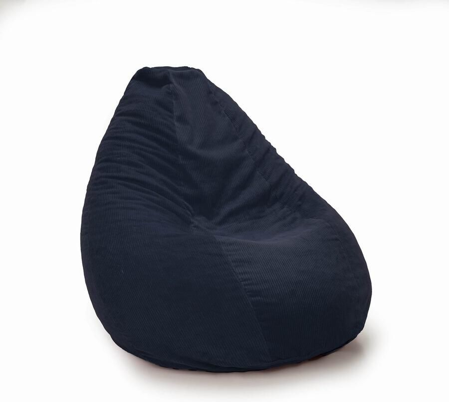 Drop & Sit compacte zitzak trendy rib (corduroy) donker blauw 180L met uitneembare binnenzak