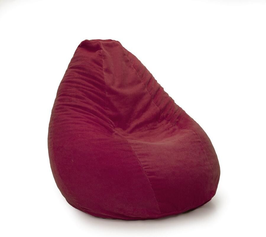 Drop & Sit compacte zitzak trendy rib (corduroy) donker rood 180L met uitneembare binnenzitzak