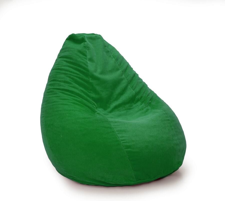 Drop & Sit compacte zitzak trendy rib (corduroy) -fel groen 180L met uitneembare binnenzitzak