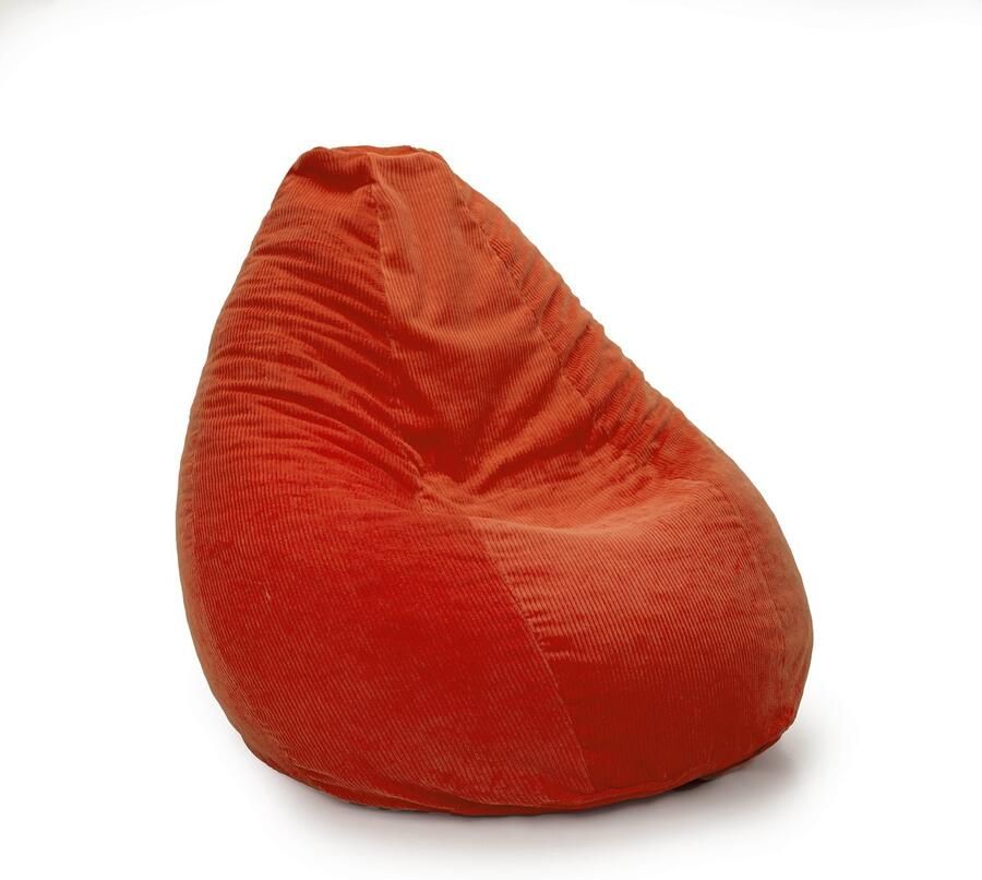 Drop & Sit compacte zitzak trendy rib (corduroy) oranje 180L met uitneembare binnenzitzak