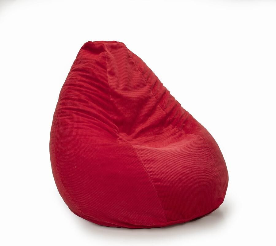 Drop & Sit compacte zitzak trendy rib (corduroy) rood 180L met uitneembare binnenzitzak