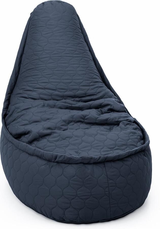 Drop & Sit zitzak stoel tijdloos gewatteerd nylon Noa SR voor volwassenen en kinderen donkerblauw 75 x 95 180 liter