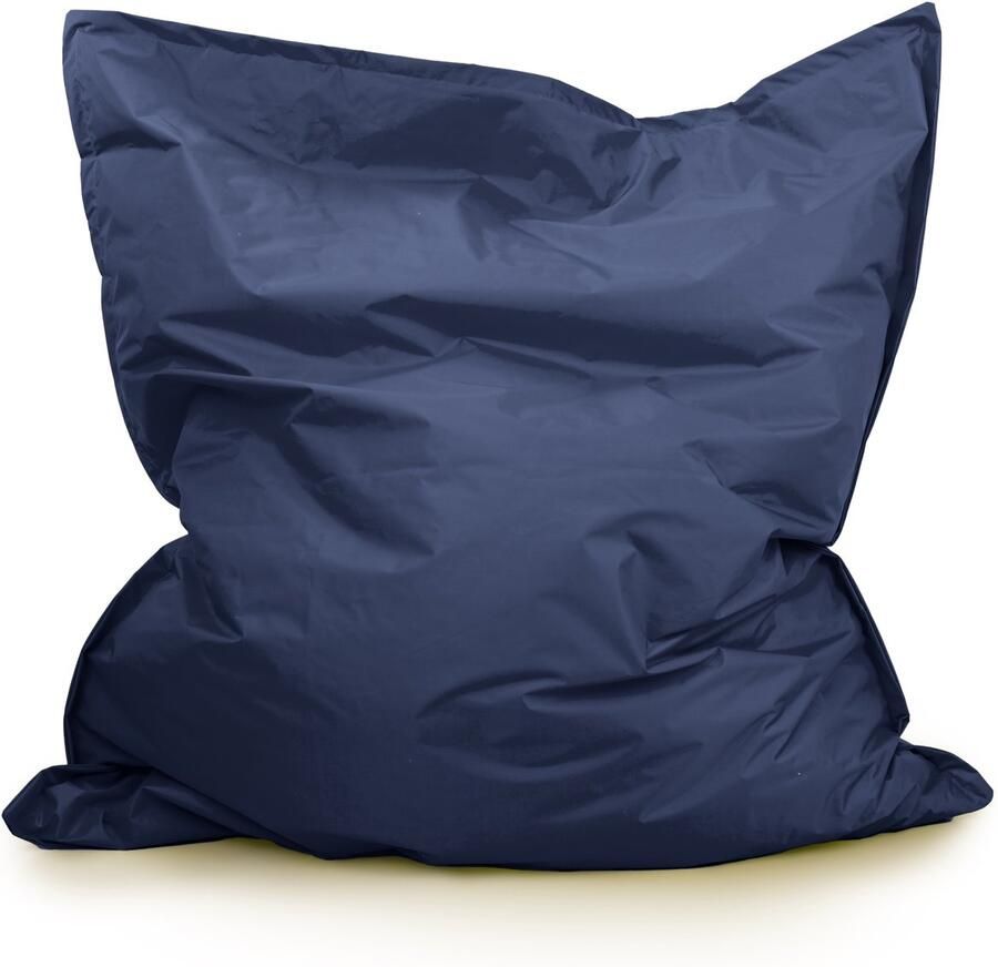 Drop & Sit groot formaat zitzak zitkussen robuust nylon donker blauw 130 X 150 cm voor binnen en buiten