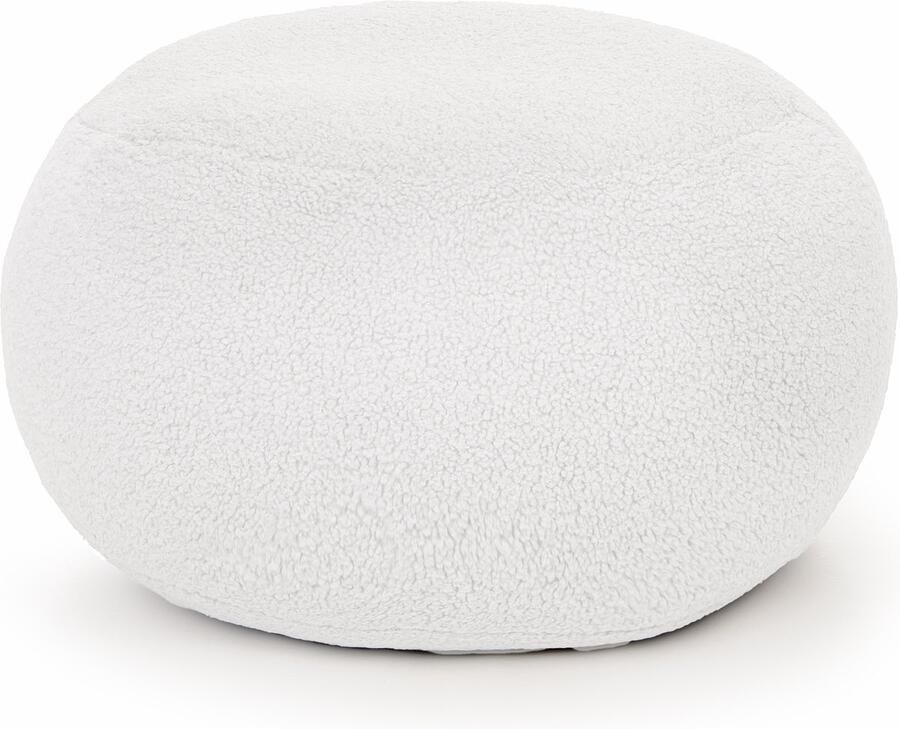 Drop & Sit poef sfeervolle teddy ecru Ø 60 cm extra comfortabel en zacht