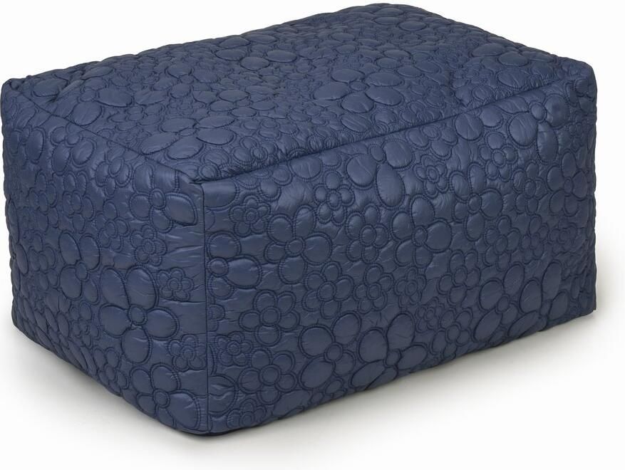 Drop & Sit poef tijdloos gewatteerd bloemmotief donkerblauw 75x50x40 comfort & stijl