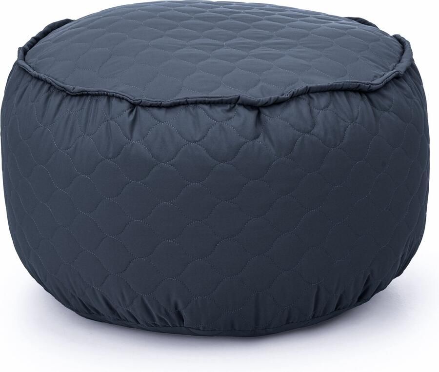 Drop & Sit poef tijdloos gewatteerd nylon donkerblauw Ø 50 cm