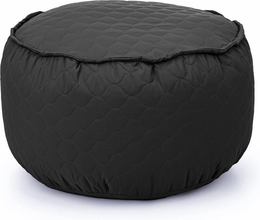 Drop & Sit poef tijdloos gewatteerd nylon zwart Ø 50 cm
