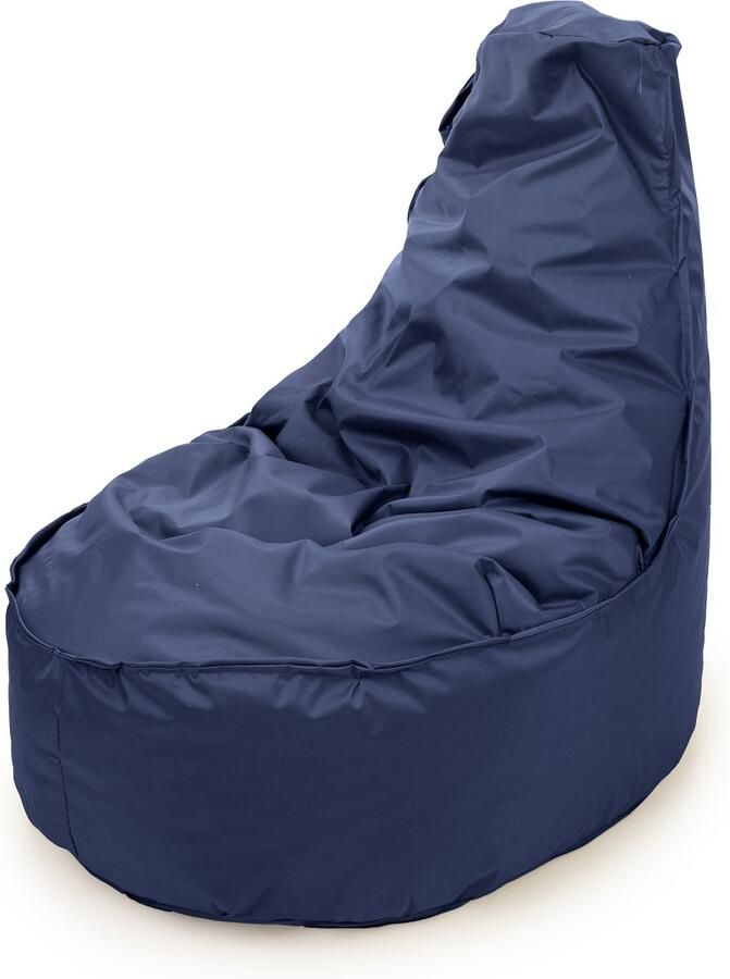 Drop & Sit robuuste zitzak stoel Noa JR voor kinderen nylon donkerblauw voor binnen en buiten 55 x 75 100 Liter