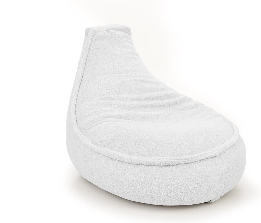 Drop & Sit zitzak stoel- sfeervolle teddy ecru Noa JR 100 Liter extra comfortabel en zacht