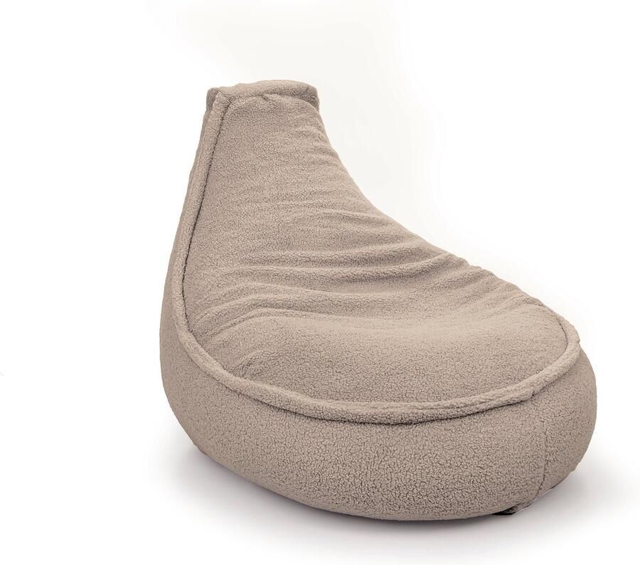 Drop & Sit zitzak stoel- sfeervolle teddy taupé Noa JR 100 Liter extra comfortabel en zacht