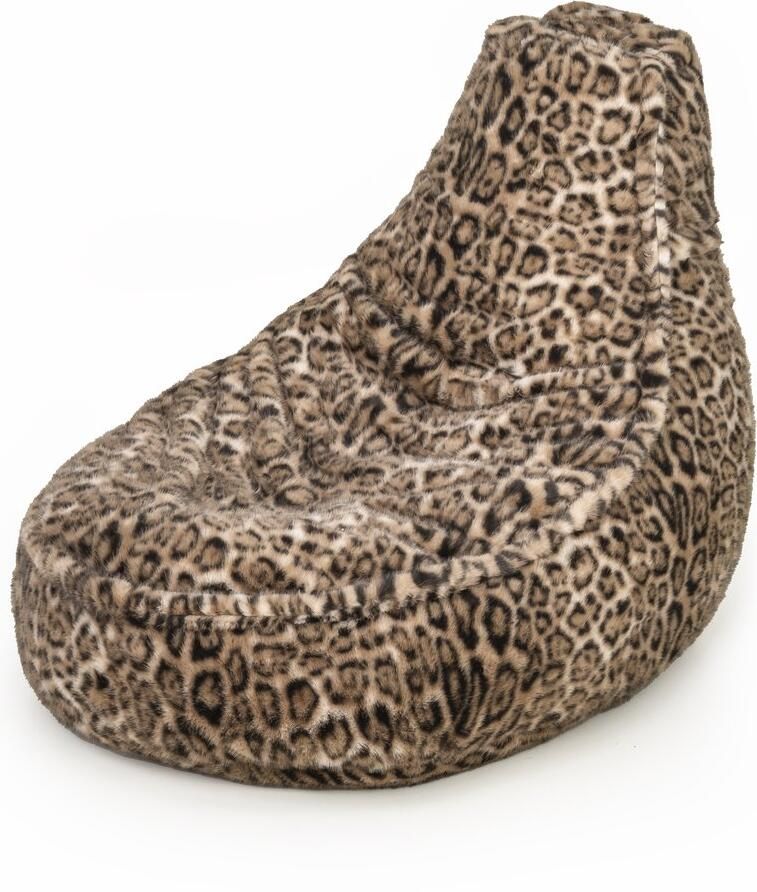 Drop & Sit zitzak stoel stijlvolle bontlook (faux) panterprint lichtbruin Noa JR 100 Liter