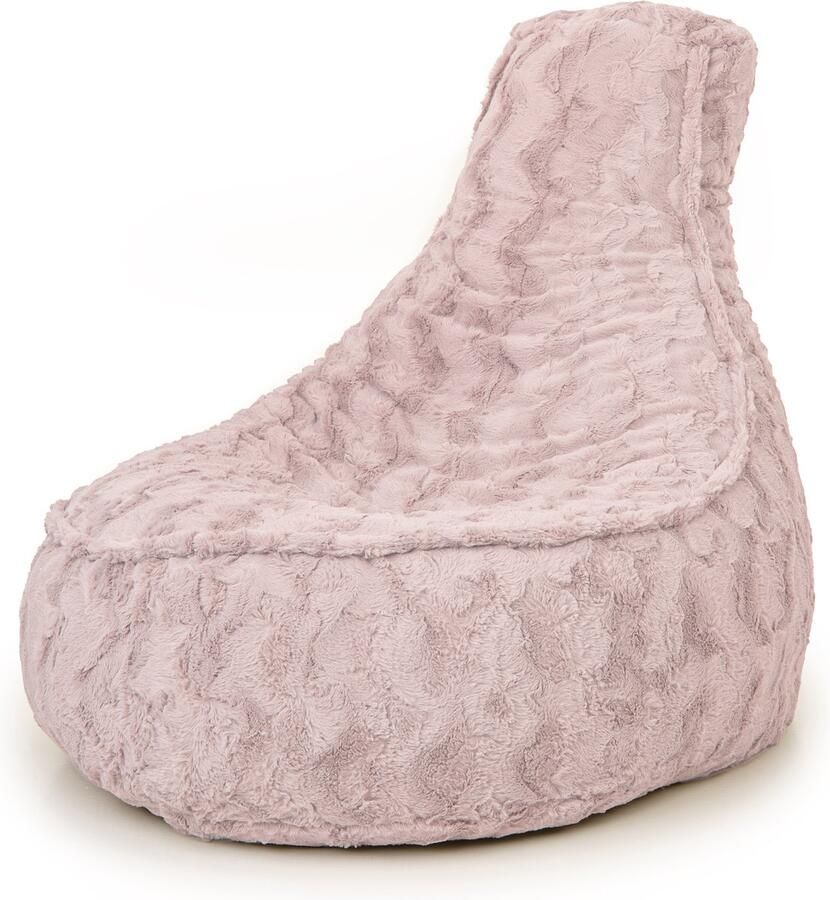 Drop & Sit zitzak stoel stijlvolle bontlook (faux) roze Noa JR 100 Liter handgemaakt in de Benelux